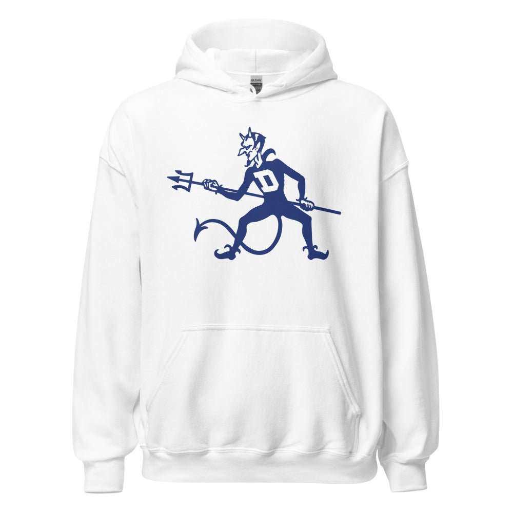 Duke Vintage Hoodie - 1940s Blue Devil Mascot On Guard Art Hoodie - rivalryweek