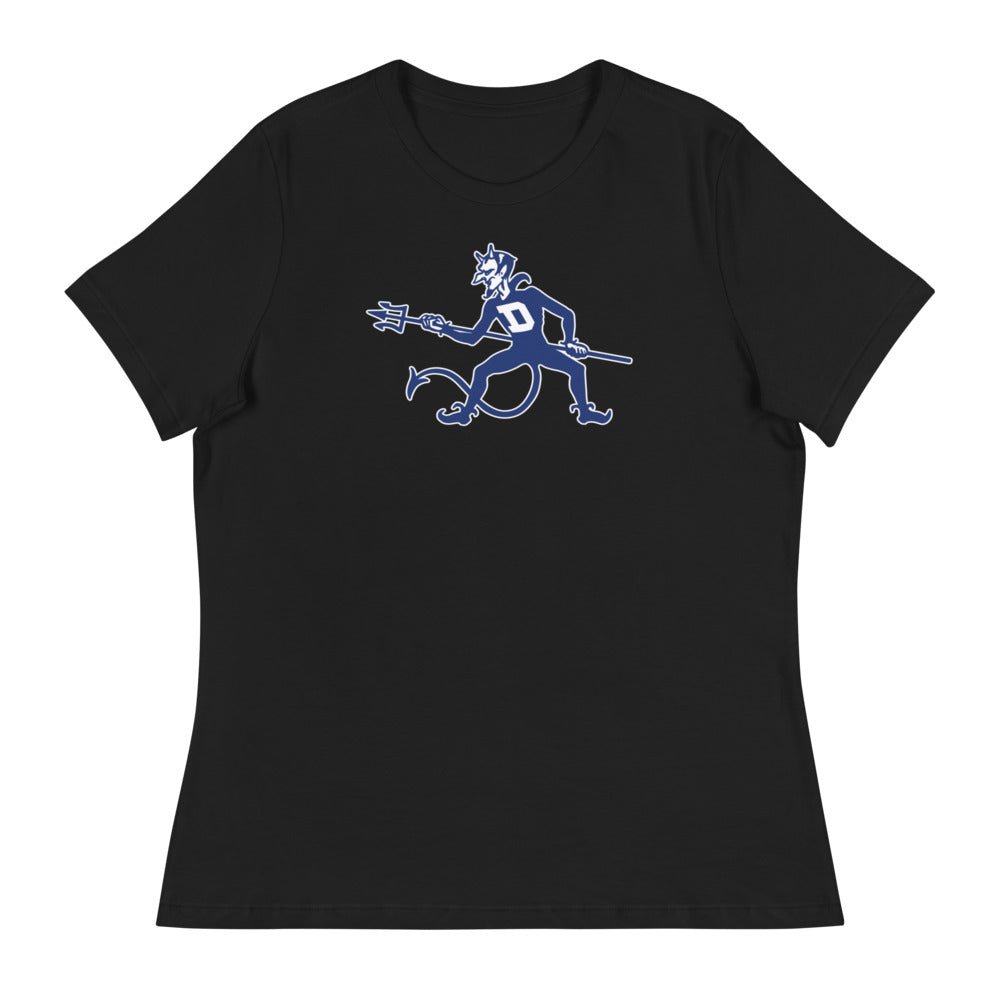 Duke Vintage Women's Relaxed Shirt - 1940s Blue Devil Mascot On Guard Art W Relaxed T Shirt - rivalryweek