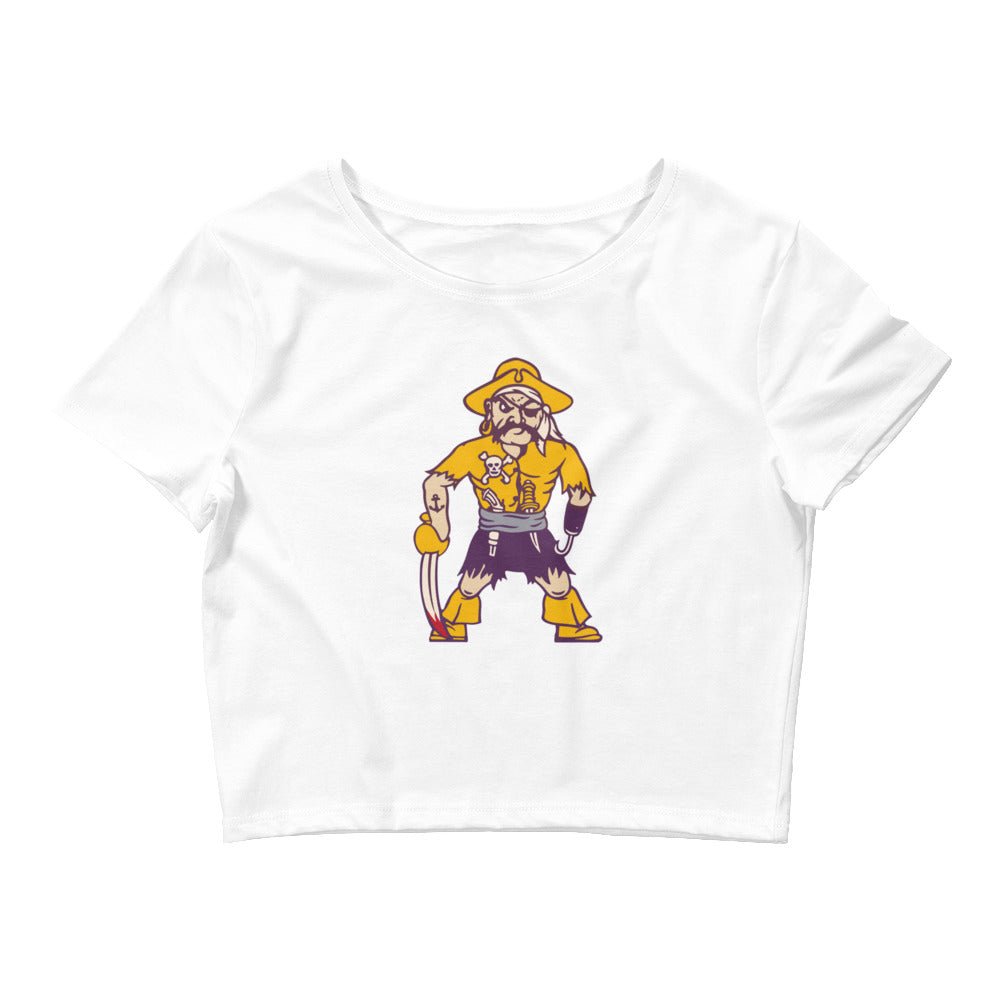 ECU Vintage Mascot Crop Top - 1950s Purple Pirate Art Crop Top - Rivalry Week