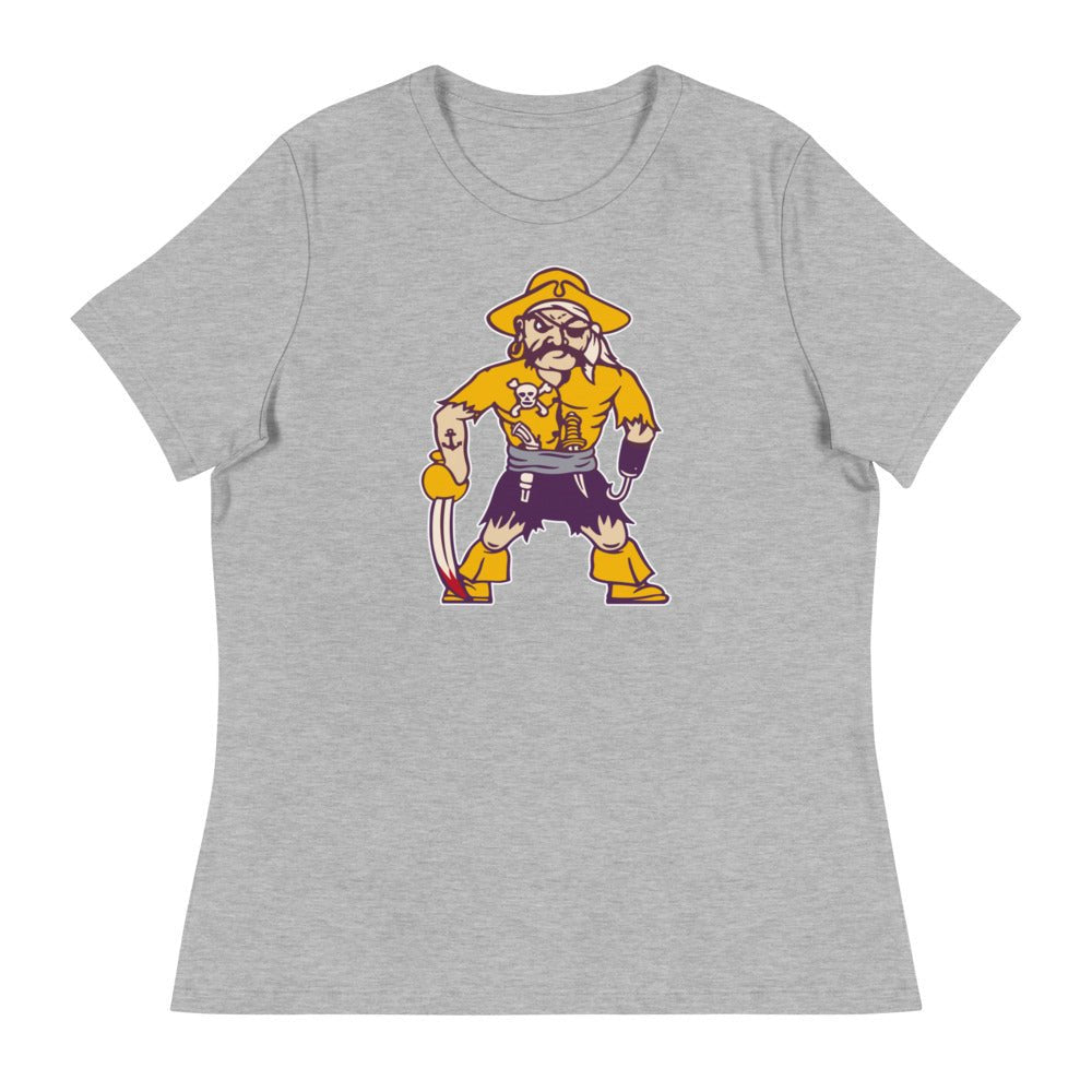 ECU Vintage Mascot Women's Relaxed Shirt - 1950s Purple Pirate Art W Relaxed T Shirt - Rivalry Week