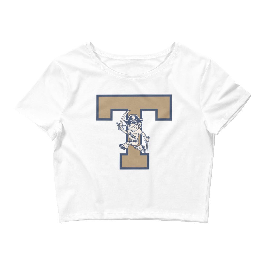 ETSU Vintage Crop Top - 1950s Buccaneer Block T Art Crop Top - Rivalry Week