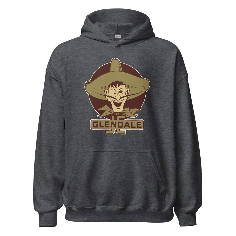 Glendale Community College Vintage Hoodie - 1930s Big Head Vaquero Art Hoodie - rivalryweek