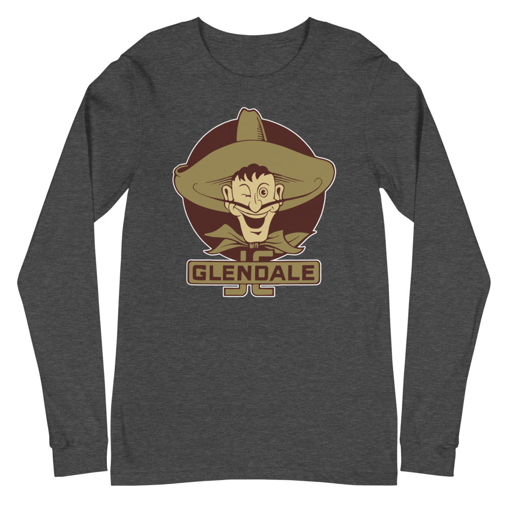 Glendale Community College Vintage Long Sleeve Shirt - 1930s Big Head Vaquero Art Long Sleeve Shirt - rivalryweek