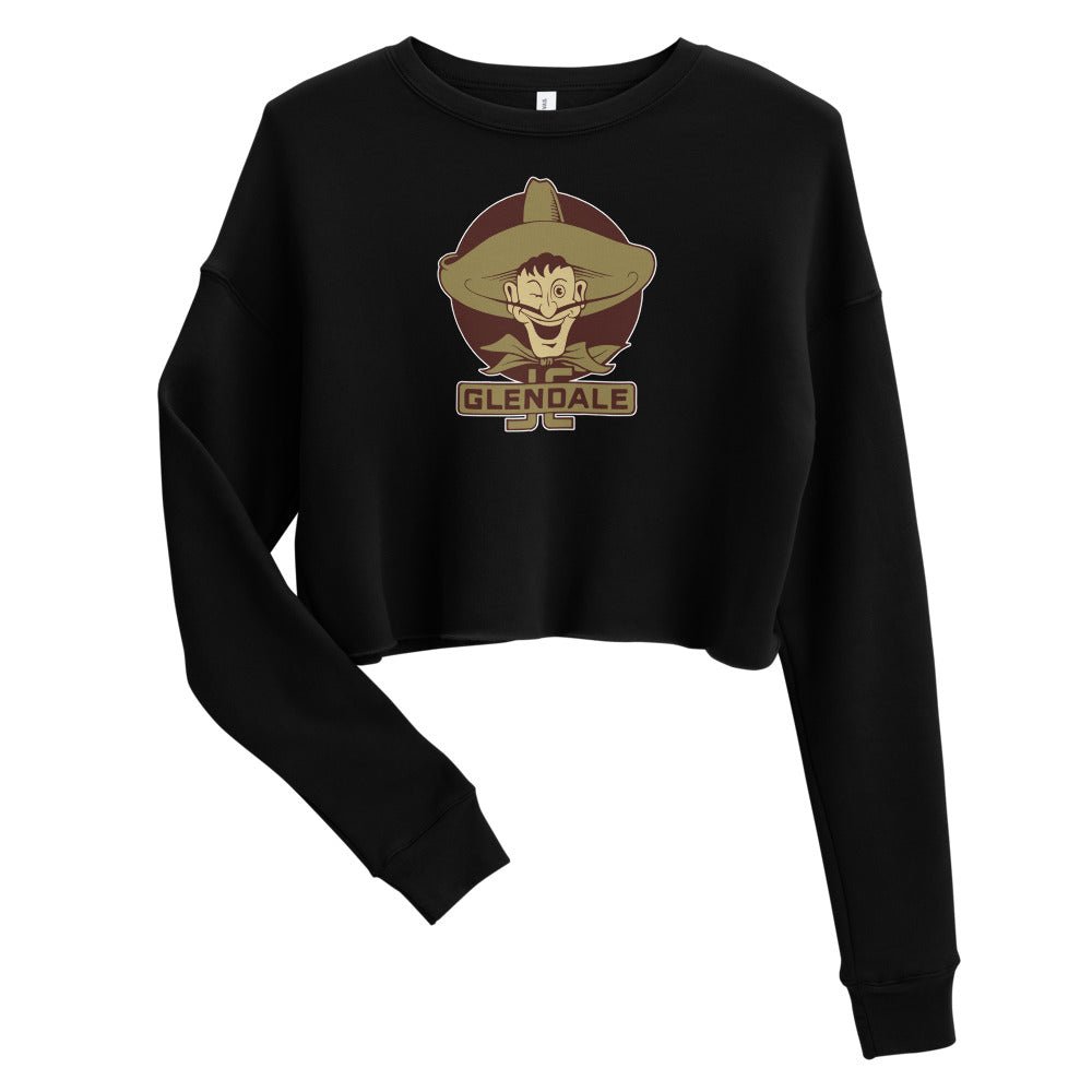 Glendale Community College Vintage Women's Cropped Sweatshirt - 1930s Big Head Vaquero Art Cropped Sweatshirt - rivalryweek