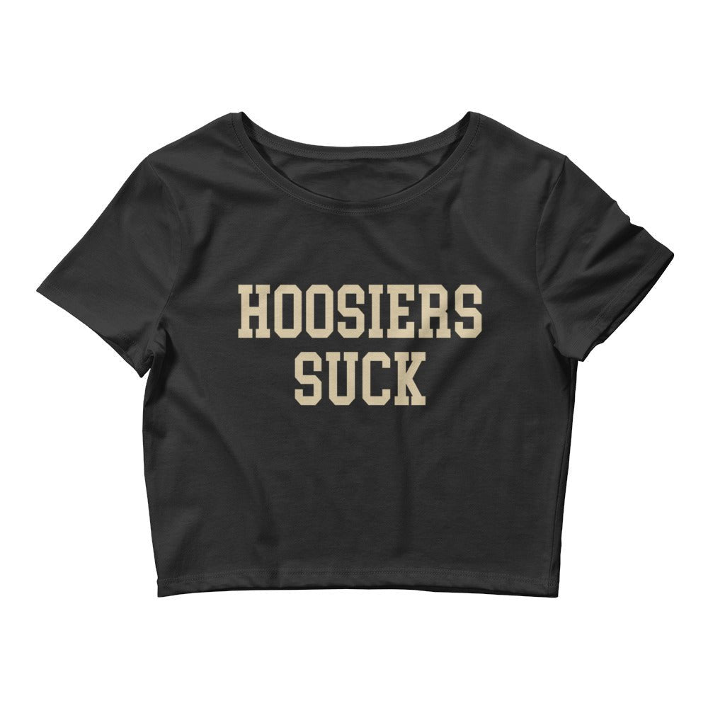 Hoosiers Suck Purdue Rivalry Crop Top Black Crop Top - rivalryweek