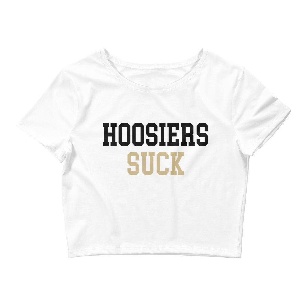 Hoosiers Suck Purdue Rivalry Crop Top White Crop Top - rivalryweek