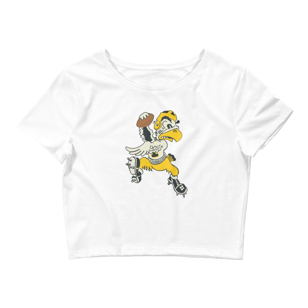 Iowa Football Vintage Crop Top - 1949 Hawkeye Spike Art Crop Top - rivalryweek