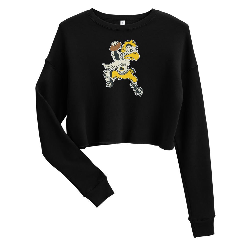 Iowa Football Vintage Women's Cropped Sweatshirt - 1949 Hawkeye Spike Art Cropped Sweatshirt - rivalryweek