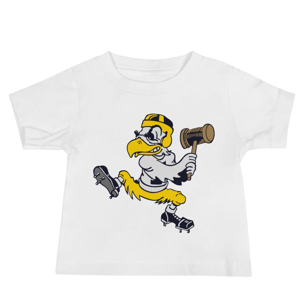 Iowa Hawkeye Vintage Baby T Shirt - 1949 State Sledgehammer Art Baby Staple Tee - rivalryweek