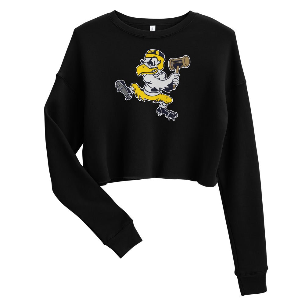 Iowa Hawkeye Vintage Women's Cropped Sweatshirt - 1949 State Sledgehammer Art Cropped Sweatshirt - rivalryweek