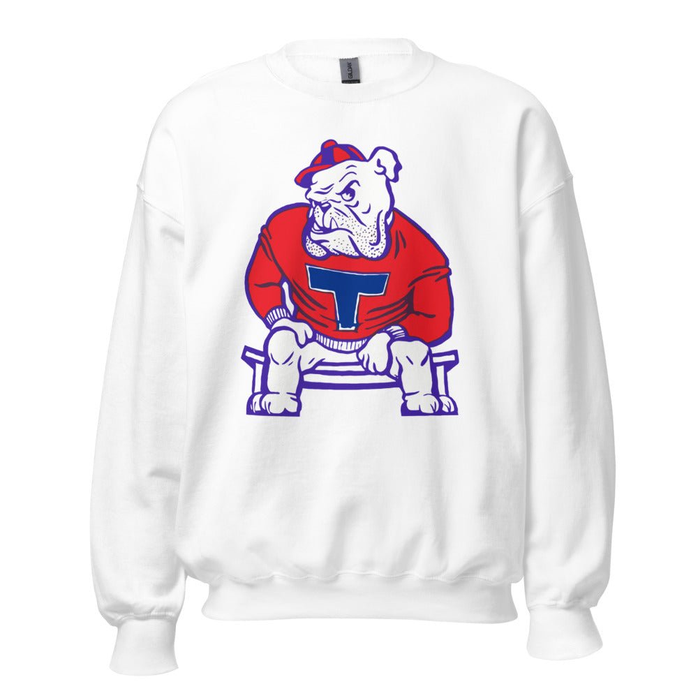 Louisana Tech Vintage Crew Neck Sweatshirt - 1950s Bulldog Bench Art Sweatshirt - rivalryweek