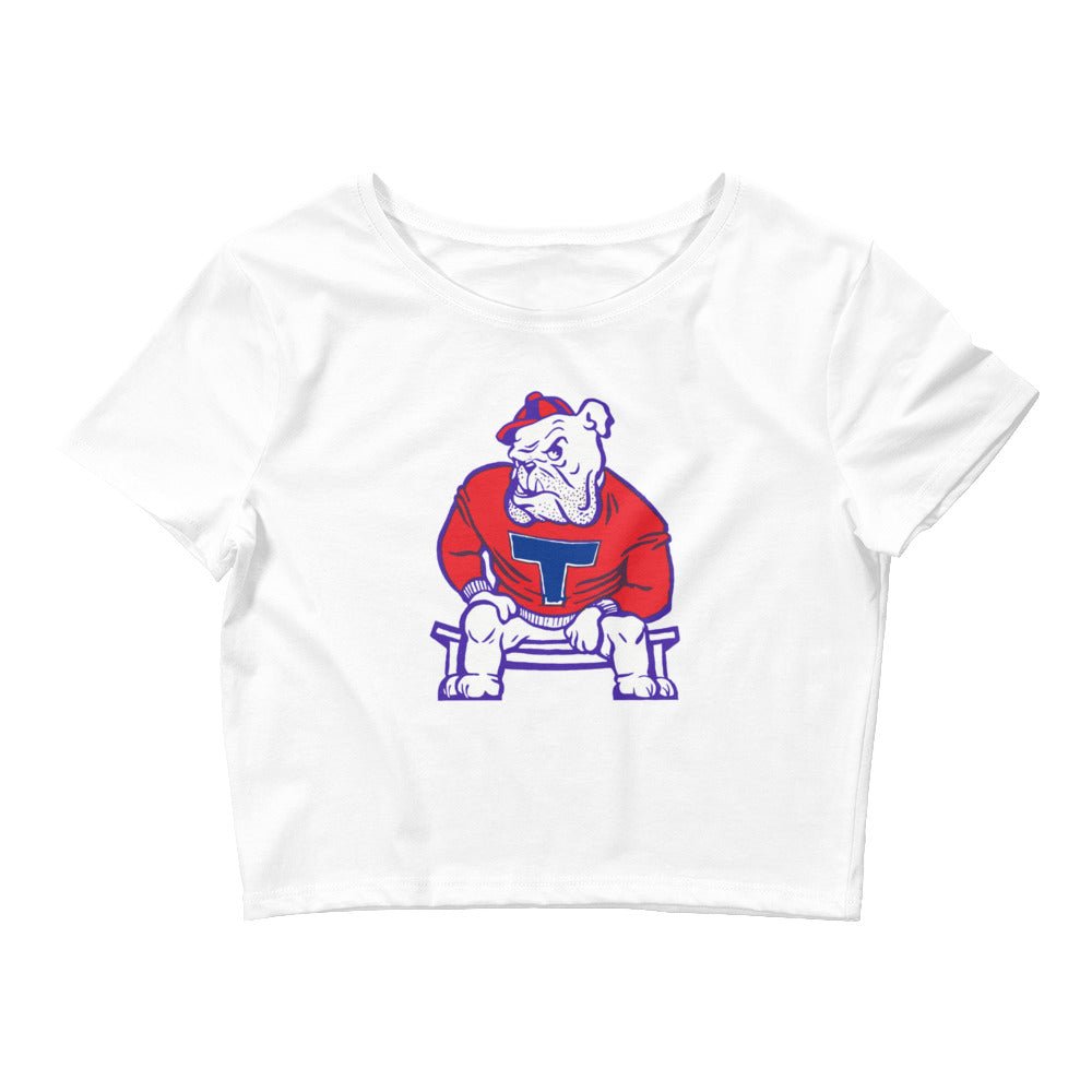 Louisana Tech Vintage Crop Top - 1950s Bulldog Bench Art Crop Top - rivalryweek