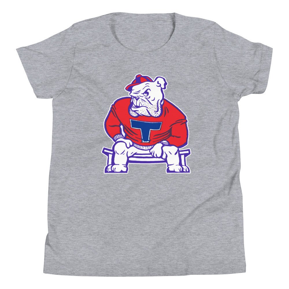 Louisana Tech Vintage Kids Youth Shirt - 1950s Bulldog Bench Art Youth Staple Tee - rivalryweek