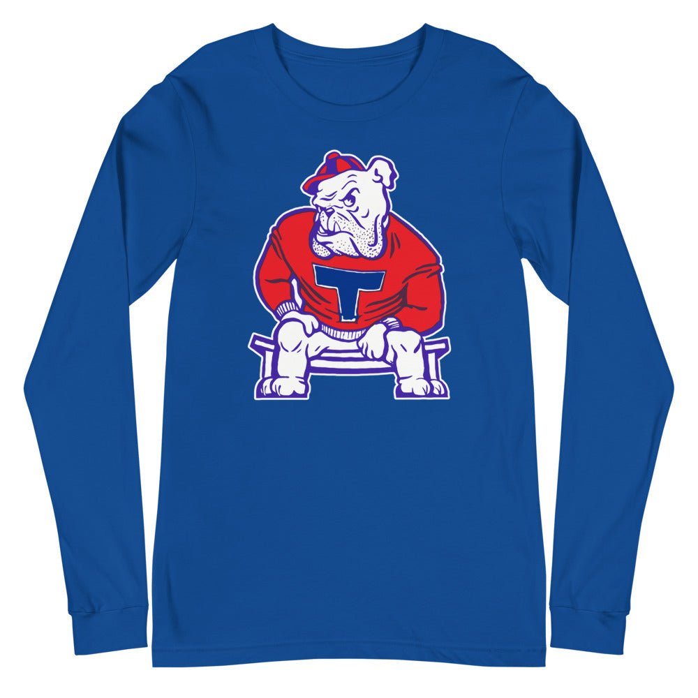 Louisana Tech Vintage Long Sleeve Shirt - 1950s Bulldog Bench Art Long Sleeve Shirt - rivalryweek