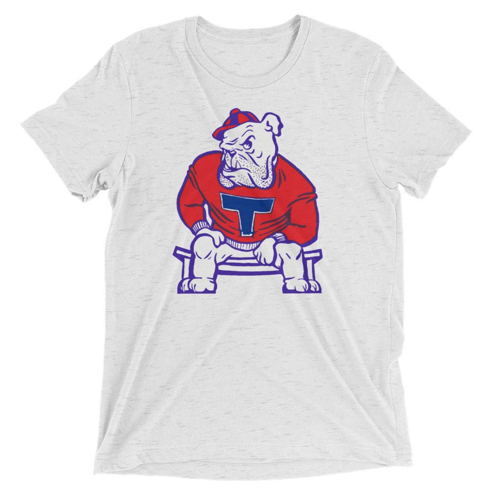 Louisana Tech Vintage Tri-Blend Shirt - 1950s Bulldog Bench Art Tri-Blend - rivalryweek