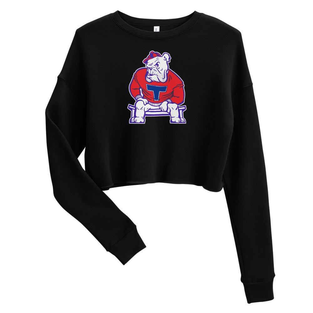 Louisana Tech Vintage Women's Cropped Sweatshirt - 1950s Bulldog Bench Art Cropped Sweatshirt - rivalryweek