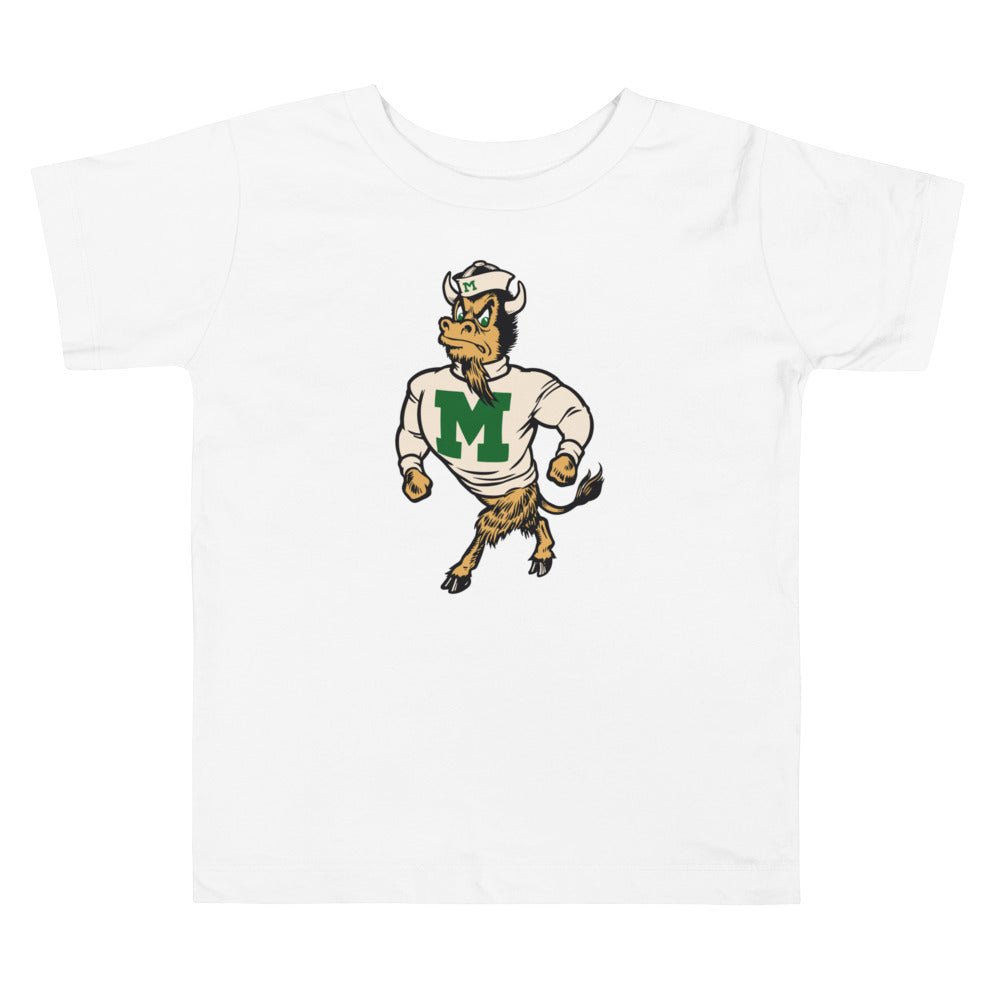 Marshall University Vintage Mascot Toddler T Shirt - 1950s Strutting Bison Art Toddler Staple Tee - Rivalry Week