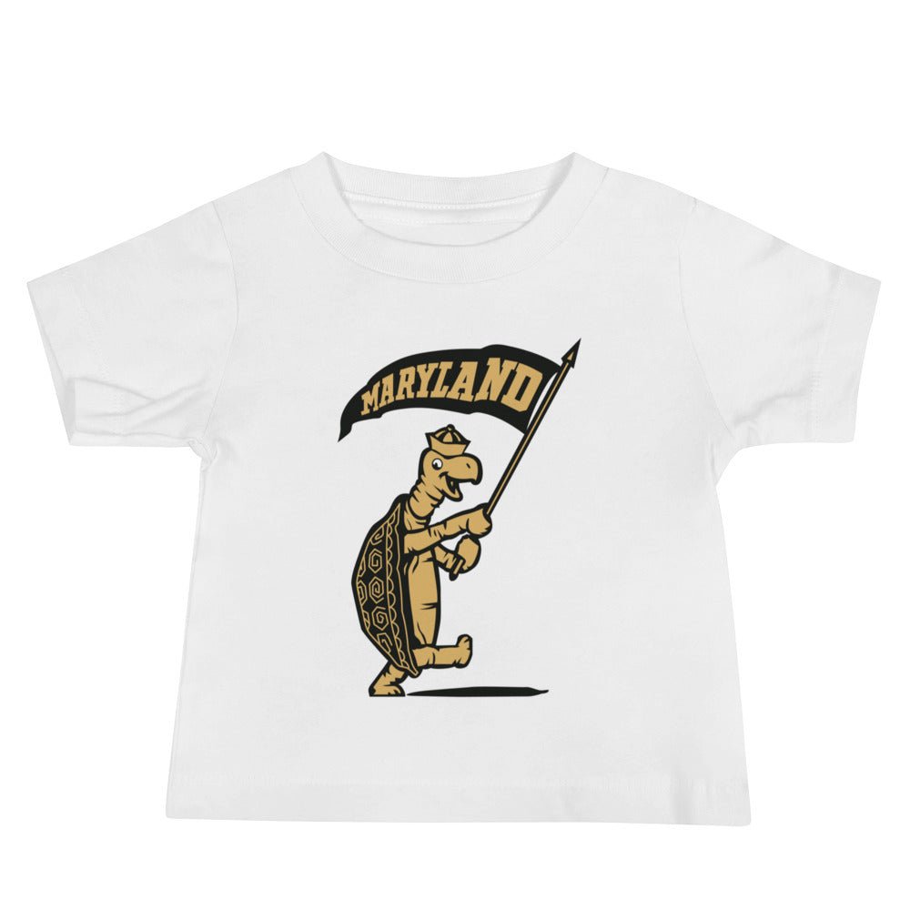 Maryland Vintage Baby T Shirt - 1930s Flag Toting Turtle Art Baby Staple Tee - rivalryweek