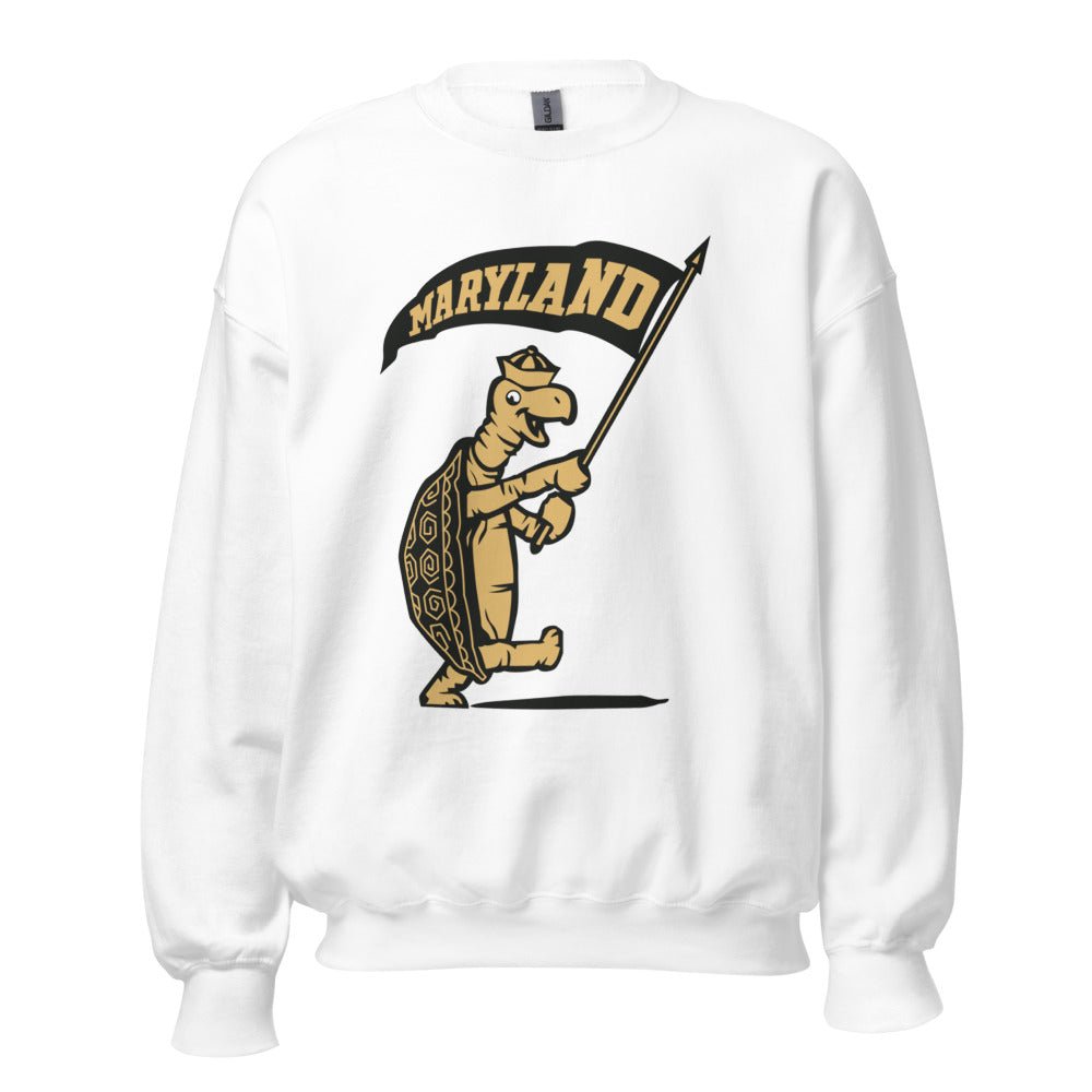 Maryland Vintage Crew Neck Sweatshirt - 1930s Flag Toting Turtle Art Sweatshirt - rivalryweek