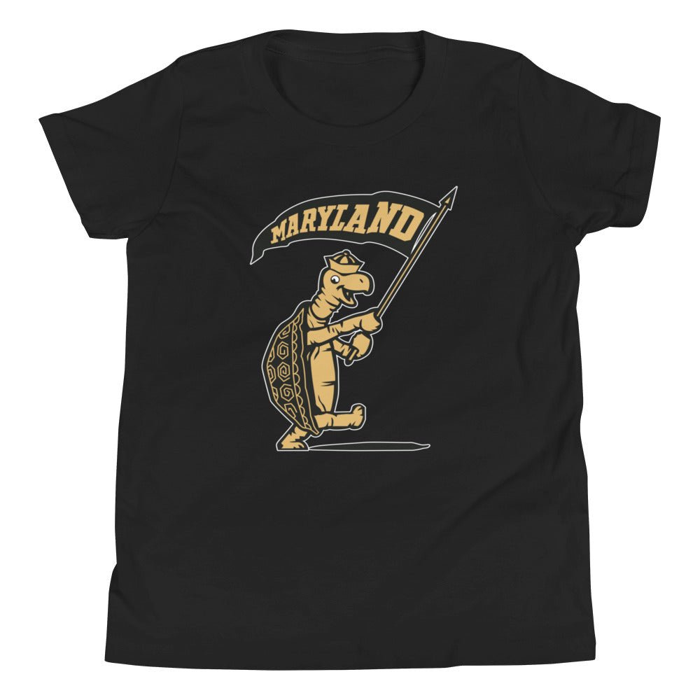 Maryland Vintage Kids Youth Shirt - 1930s Flag Toting Turtle Art Youth Staple Tee - rivalryweek