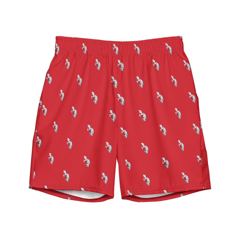 Maryland Vintage Swim Trunks - 1963 Terrapin Mascot Red Pattern Swim Trunks - Rivalry Week