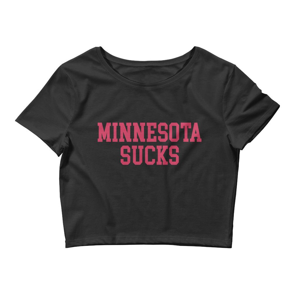 Minnesota Sucks Wisconsin Rivalry Crop Tops Black Crop Top - rivalryweek