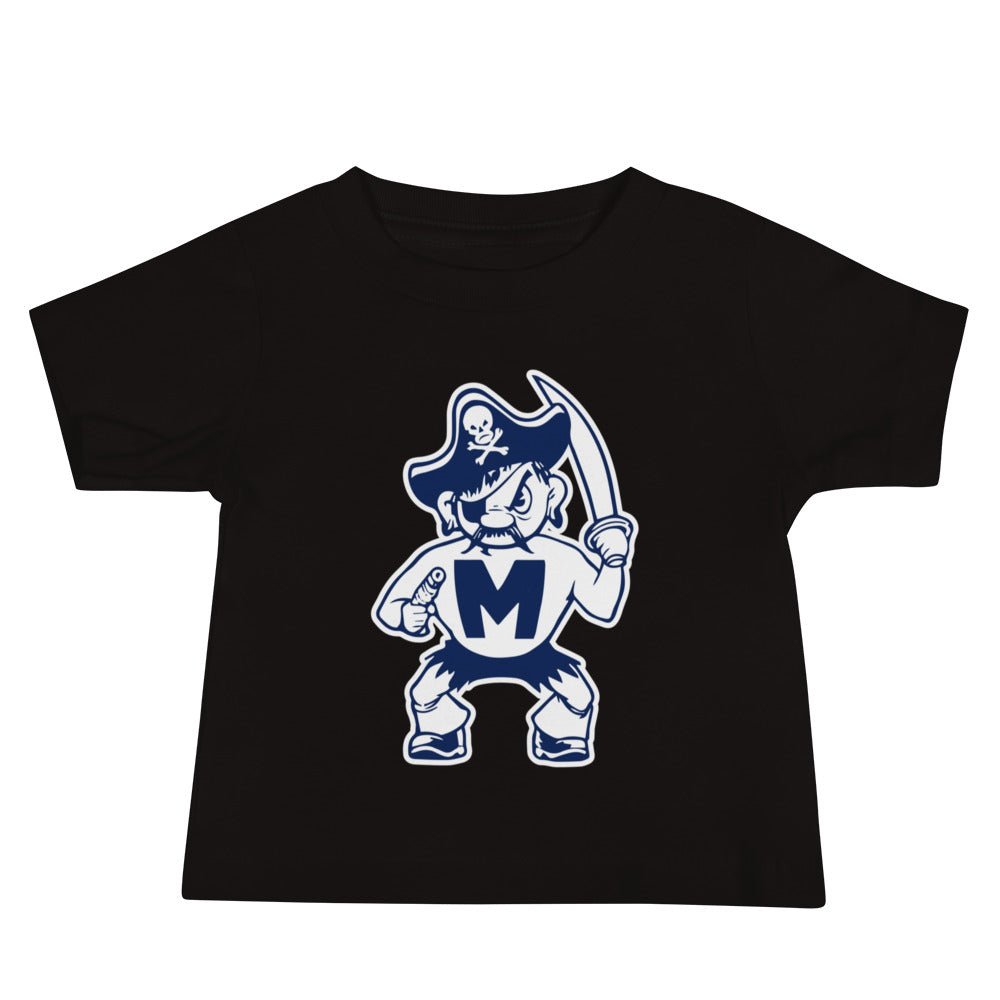 Modesto Junior College Baby T Shirt - 1950s Vintage Pirate Mascot Art Baby Staple Tee - rivalryweek