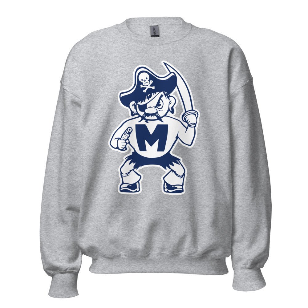 Modesto Junior College Crew Neck Sweatshirt - 1950s Vintage Pirate Mascot Art Sweatshirt - rivalryweek