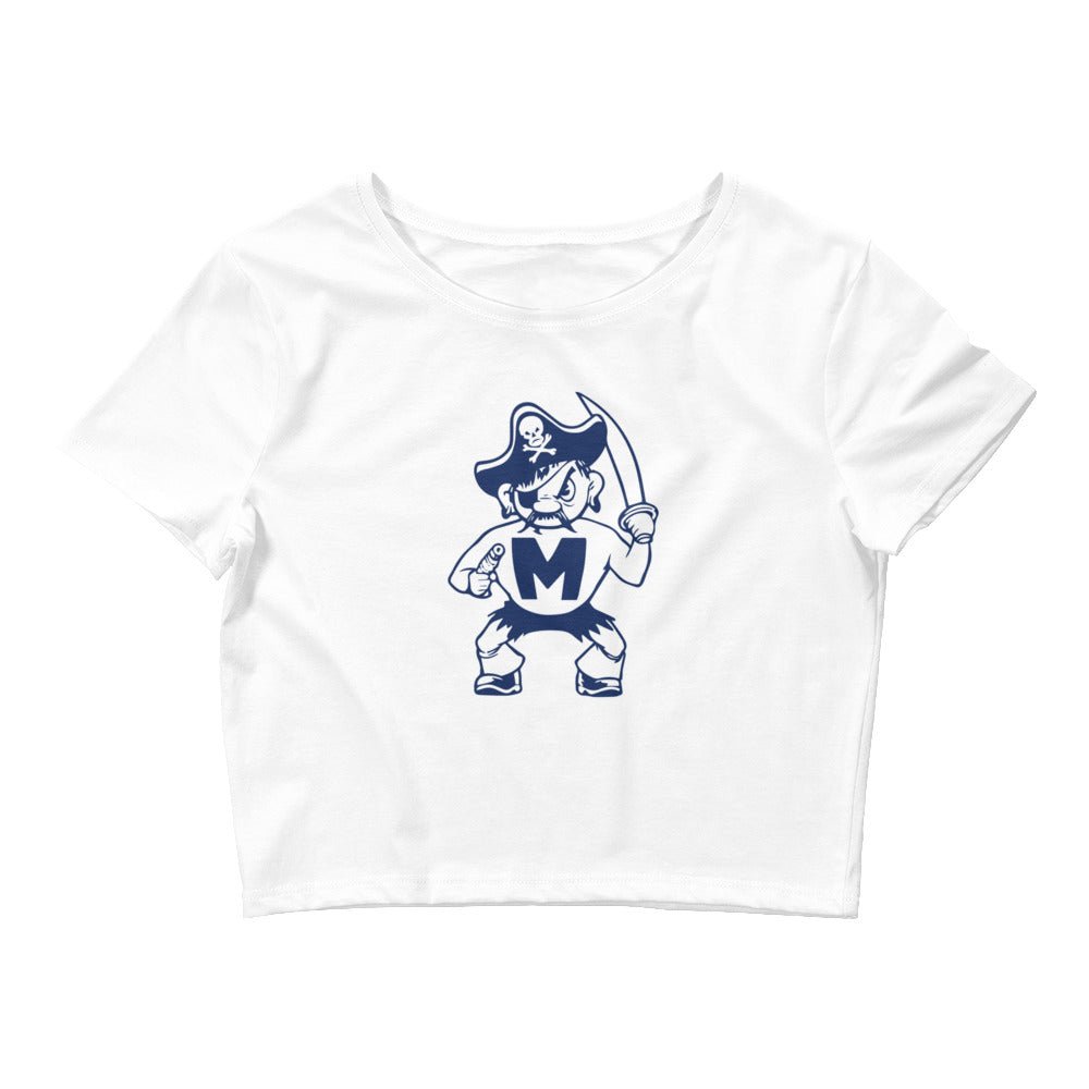 Modesto Junior College Crop Top - 1950s Vintage Pirate Mascot Art Crop Top - rivalryweek