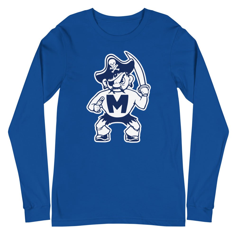 Modesto Junior College Long Sleeve Shirt - 1950s Vintage Pirate Mascot Art Long Sleeve Shirt - rivalryweek