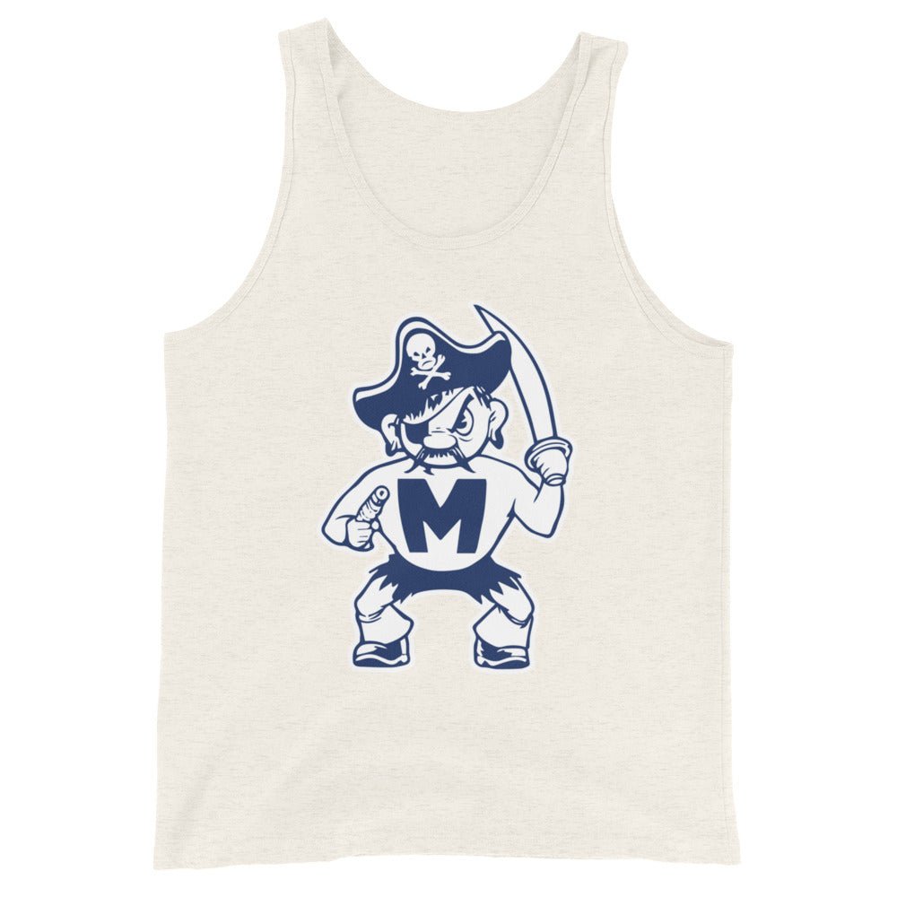 Modesto Junior College Men's Tank Top - 1950s Vintage Pirate Mascot Art Mens Tank Top - rivalryweek