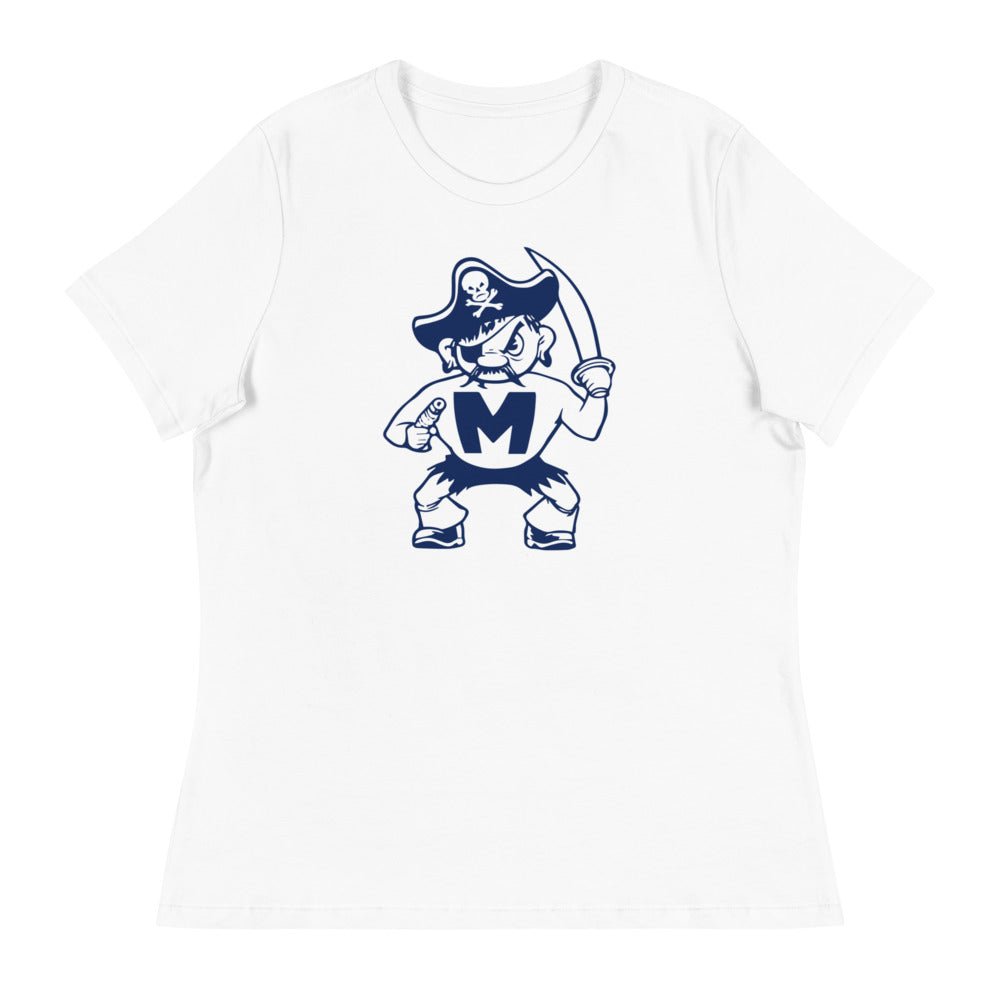 Modesto Junior College Women's Relaxed Shirt - 1950s Vintage Pirate Mascot Art W Relaxed T Shirt - rivalryweek