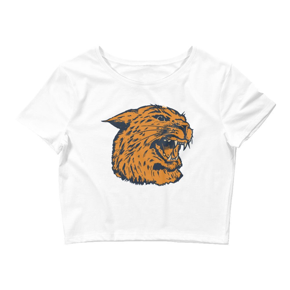 Montana State Vintage Crop Top - 1940s Roaring Wildcat Art Crop Top - Rivalry Week