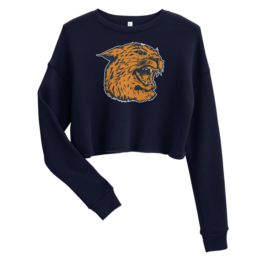 Montana State Vintage Women's Cropped Sweatshirt - 1940s Roaring Wildcat Art Cropped Sweatshirt - Rivalry Week