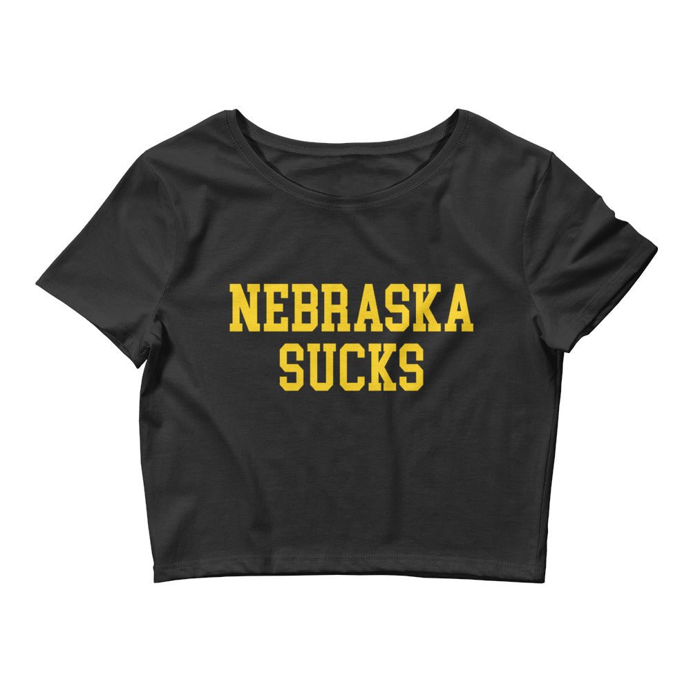 Nebraska Sucks Iowa Rivalry Crop Top Black Crop Top - rivalryweek