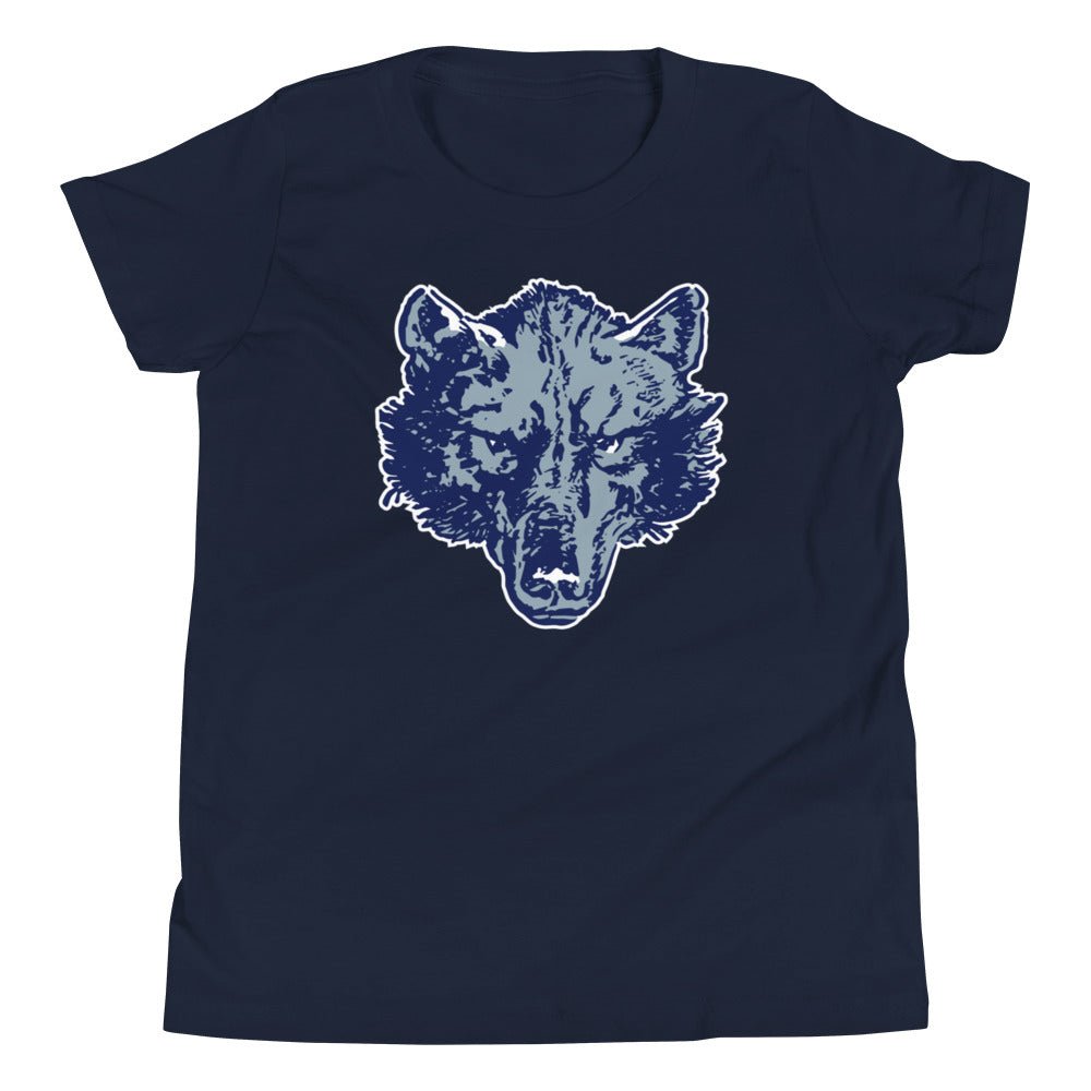 Nevada Wolfpack Vintage Kids Youth Shirt - 1940s Wolves Mascot Art Youth Staple Tee - rivalryweek