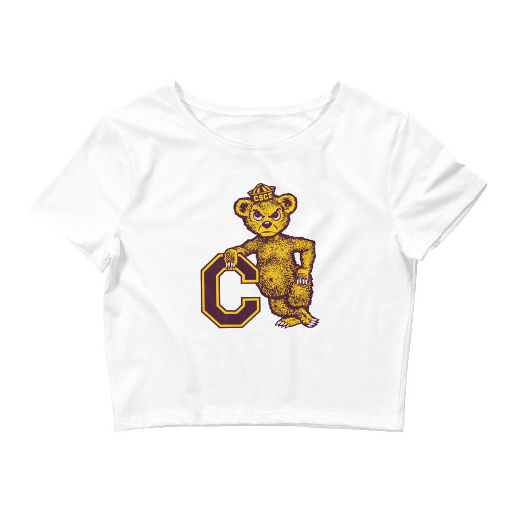Northern Colorado Vintage Crop Top - 1950s Leaning Bear Art Crop Top - Rivalry Week