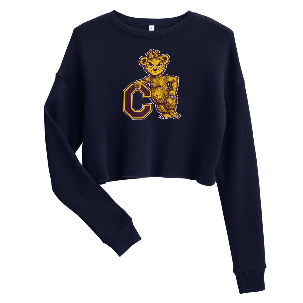 Northern Colorado Vintage Women's Cropped Sweatshirt - 1950s Leaning Bear Art Cropped Sweatshirt - Rivalry Week