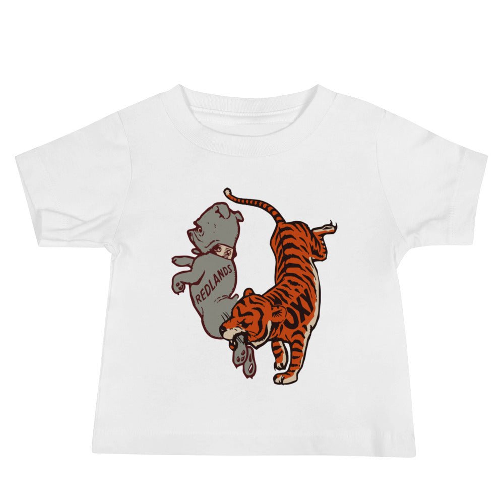 Occidental Rivalry Baby T Shirt - 1930s Vintage Oxy Tiger vs Redlands Art Baby Staple Tee - rivalryweek