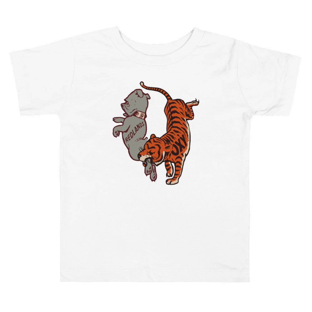 Occidental Rivalry Toddler T Shirt - 1930s Vintage Oxy Tiger vs Redlands Art Toddler Staple Tee - rivalryweek