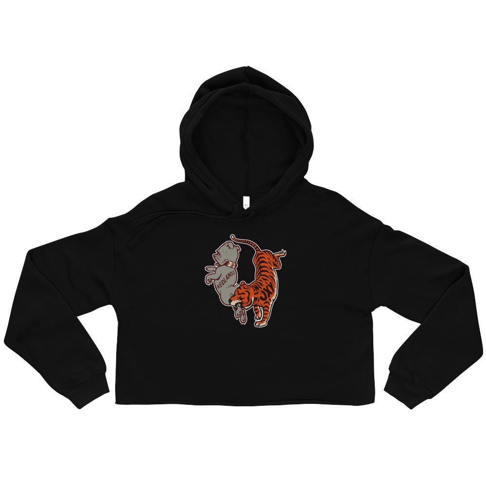 Occidental Rivalry Women's Cropped Hoodie - 1930s Vintage Oxy Tiger vs Redlands Art Cropped Hoodie - rivalryweek