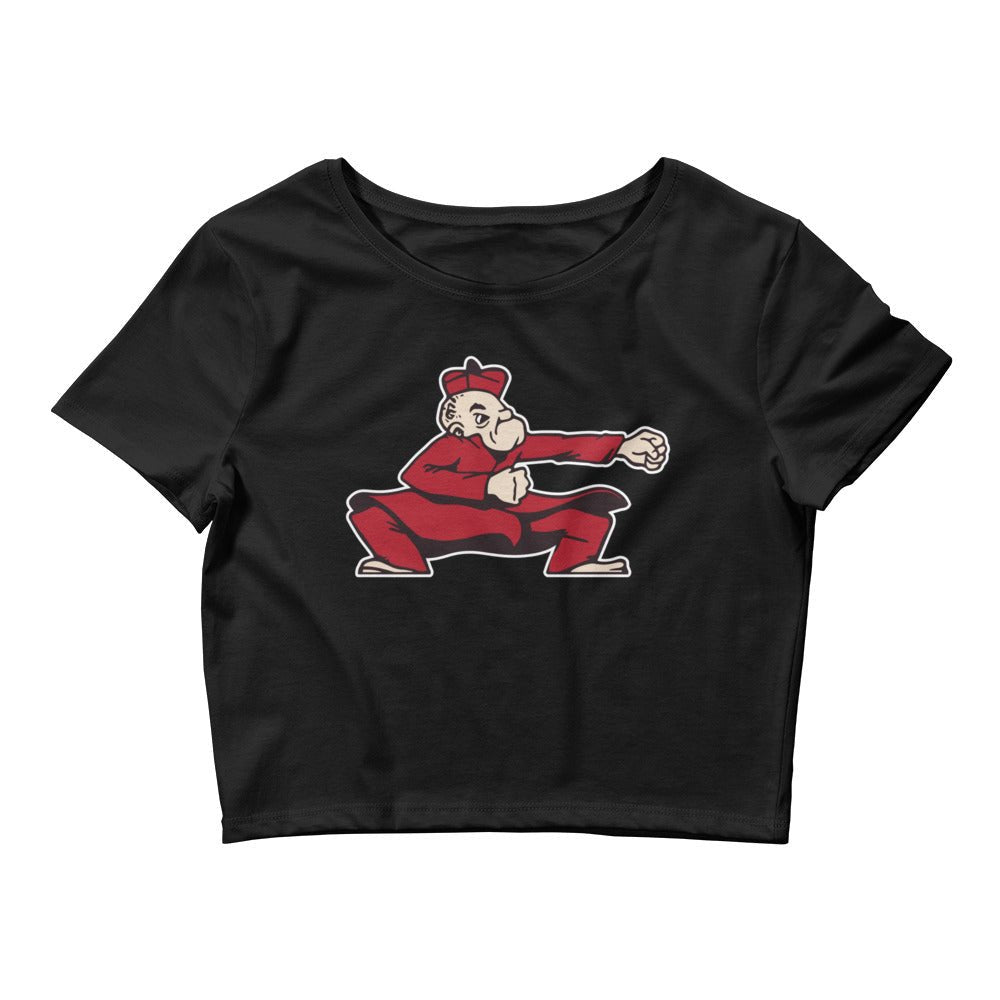 Ohio Wesleyan Crop Top - 1940s Vintage Battling Bishop Art Crop Top - rivalryweek