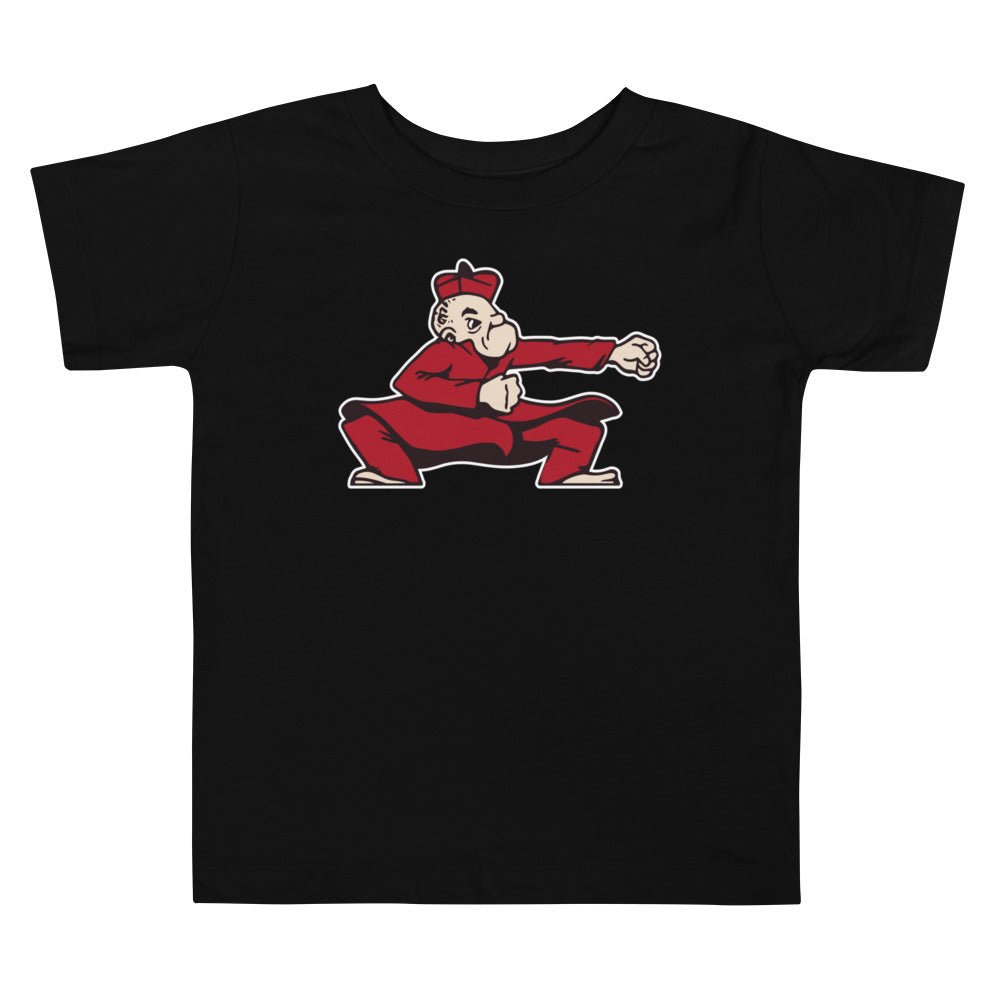 Ohio Wesleyan Toddler T Shirt - 1940s Vintage Battling Bishop Art Toddler Staple Tee - rivalryweek