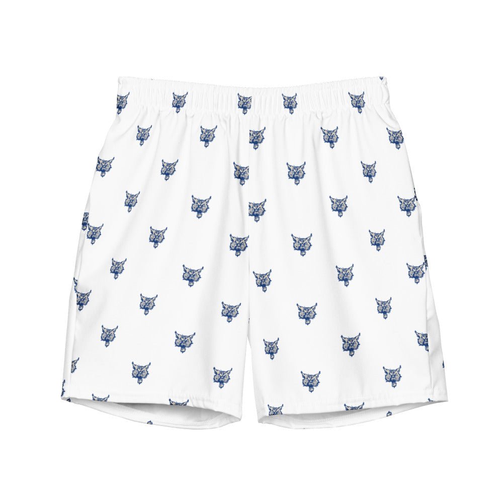 Old School Kentucky Swim Trunks - 1950s era Mangey Cat Mascot White Pattern Swim Trunks - Rivalry Week