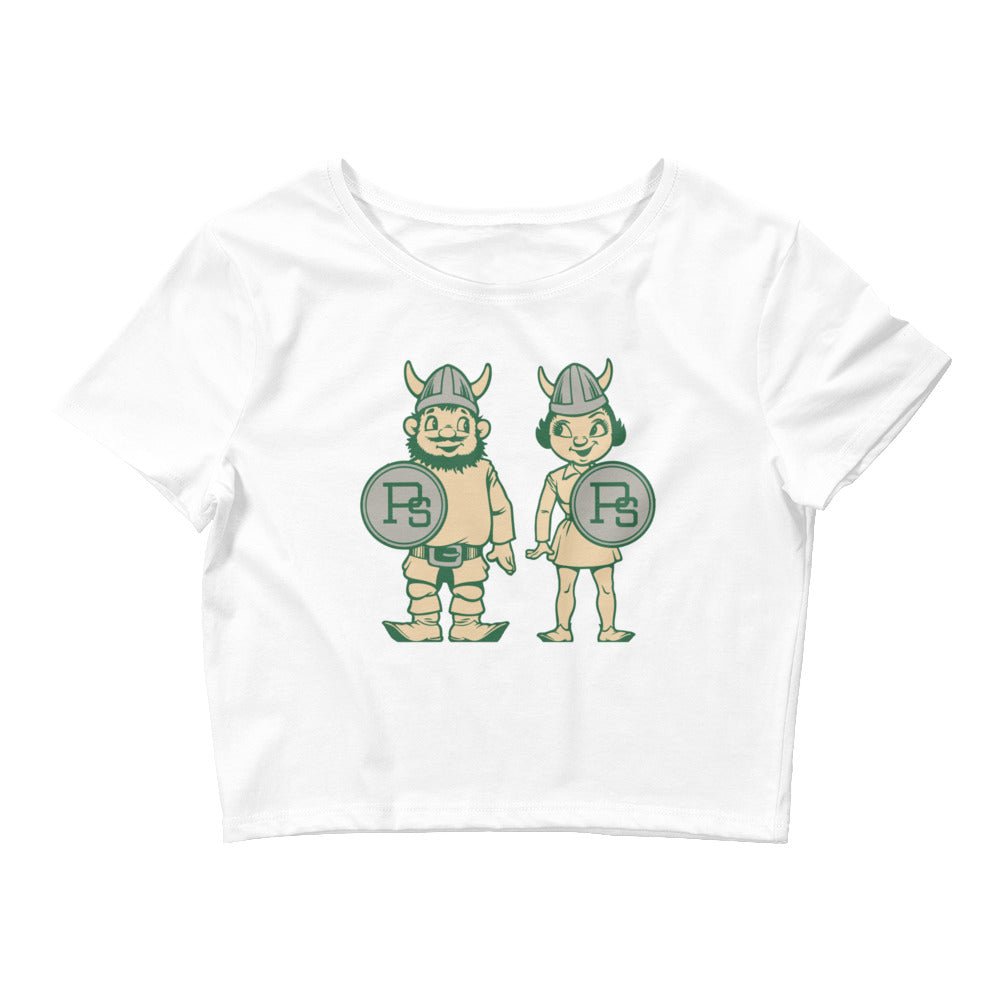 Portland State Vintage Crop Top - 1950s Viking Couple Art Crop Top - Rivalry Week