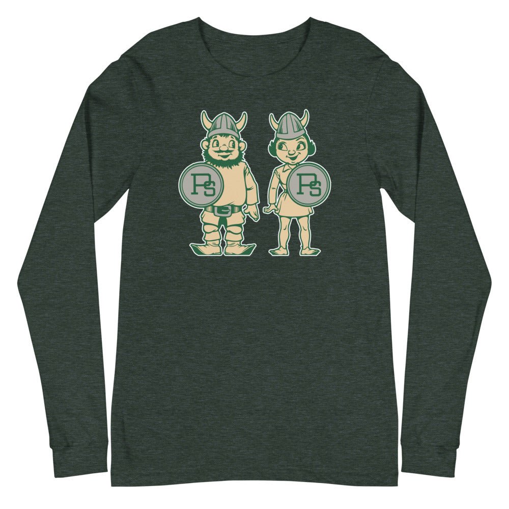 Portland State Vintage Long Sleeve Shirt - 1950s Viking Couple Art Long Sleeve Shirt - Rivalry Week