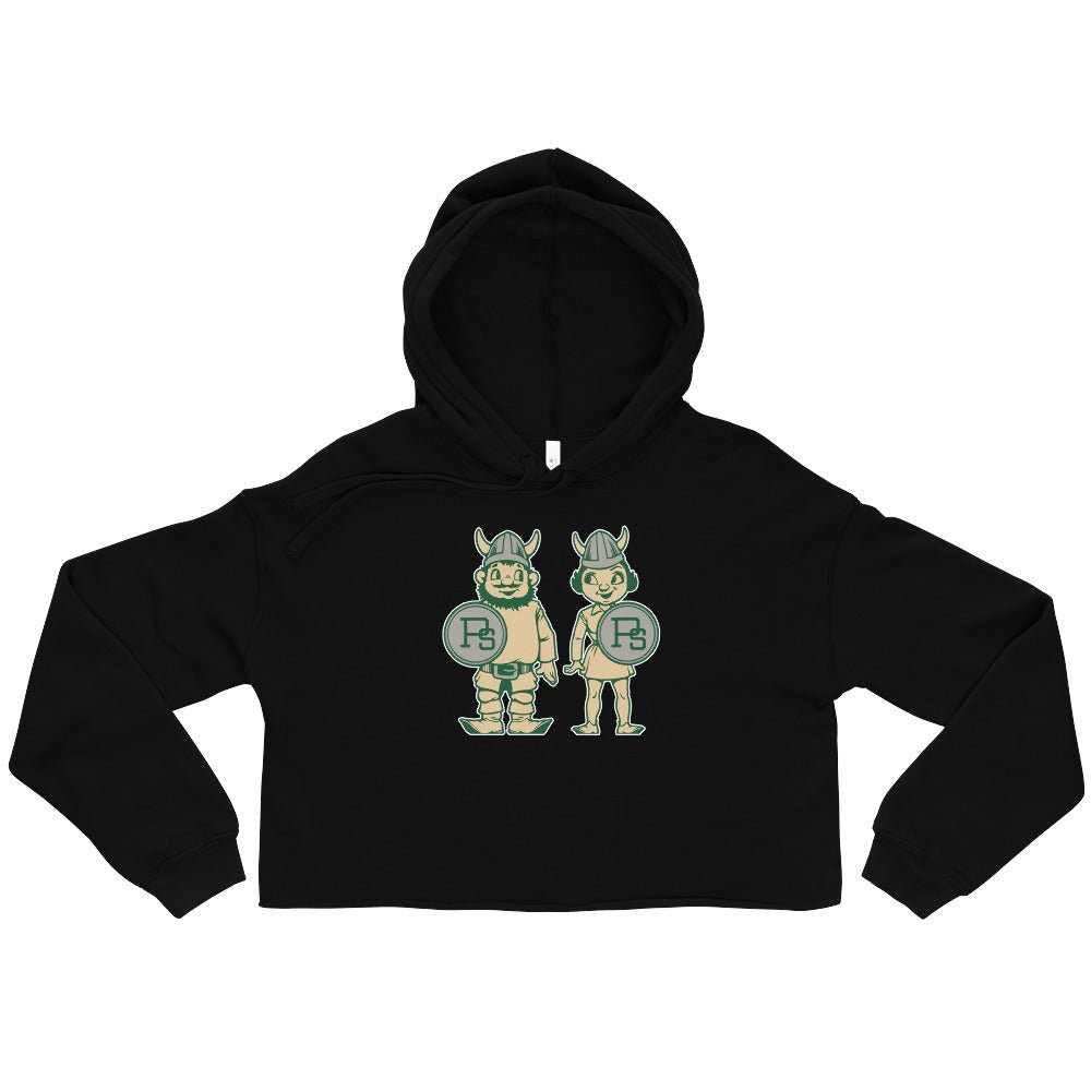 Portland State Vintage Women's Cropped Hoodie - 1950s Viking Couple Art Cropped Hoodie - Rivalry Week