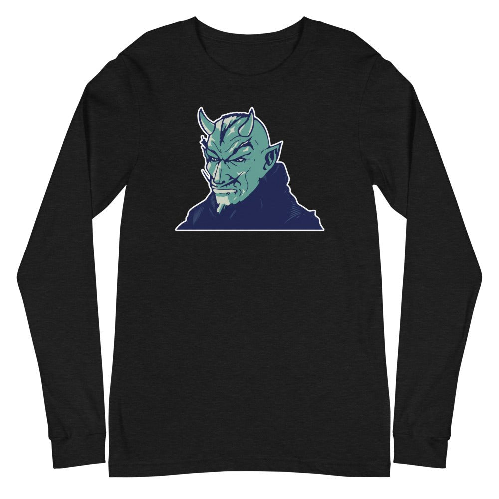 Rare Retro Duke Mascot Long Sleeve Shirt - 1960s Blue Devil Glare Art Long Sleeve Shirt - rivalryweek