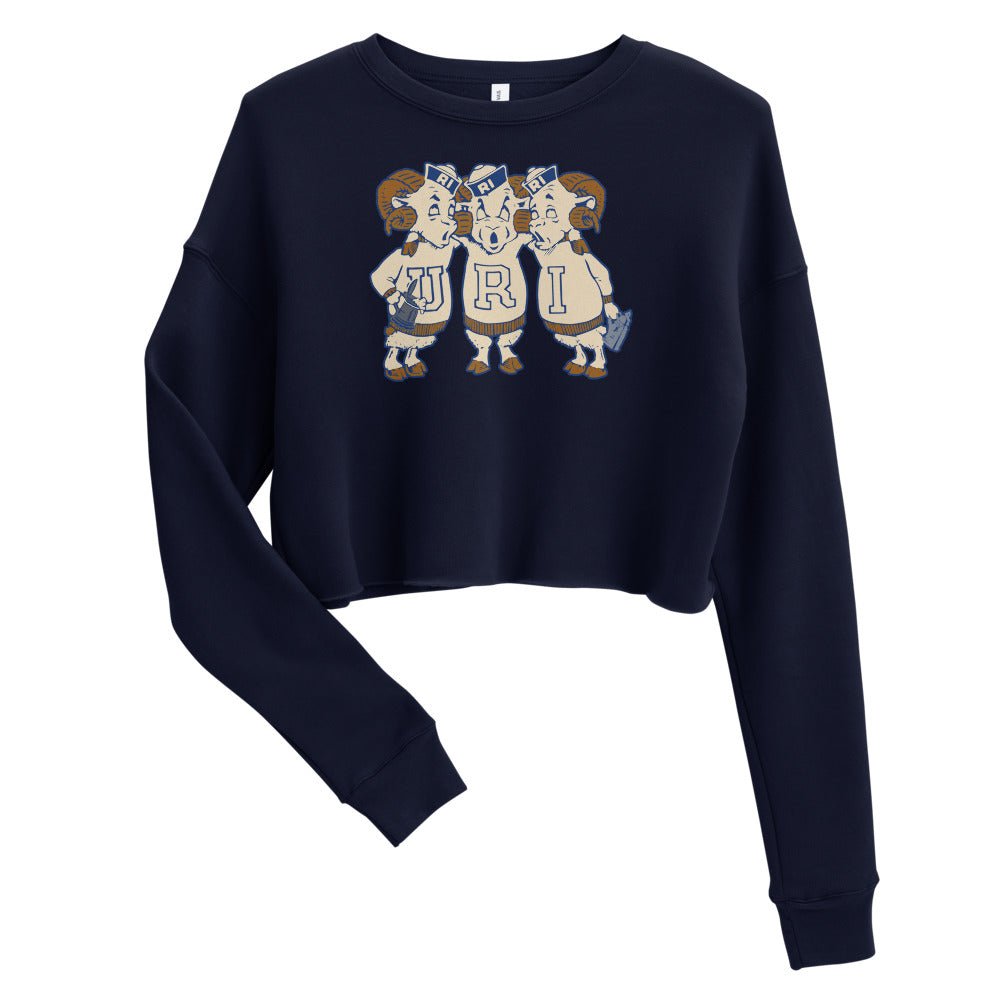 Rare Vintage Rhode Island Shirt Women's Cropped Sweatshirt - 1940s Ram Fight Song Art Cropped Sweatshirt - Rivalry Week