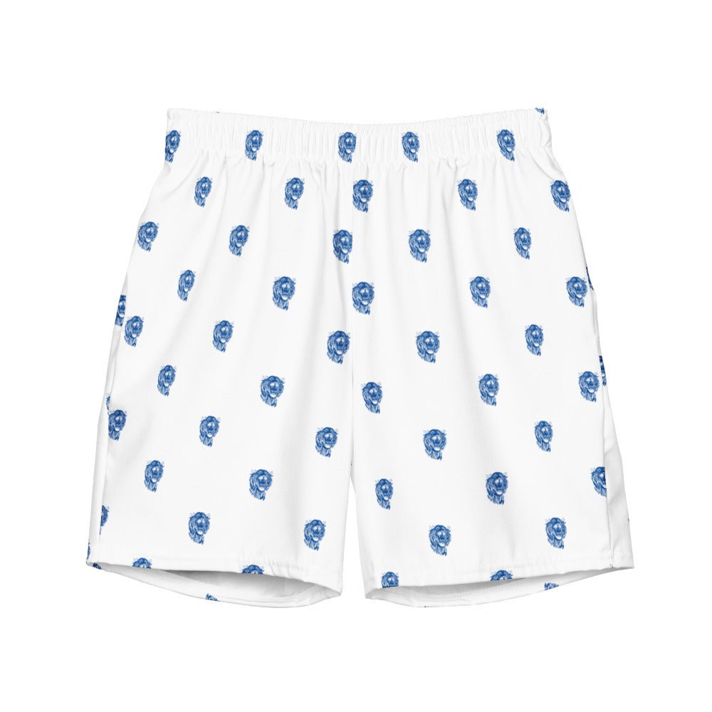 Retro Memphis Swim Trunks - 1963 Roaring Tiger White Pattern Swim Trunks - Rivalry Week